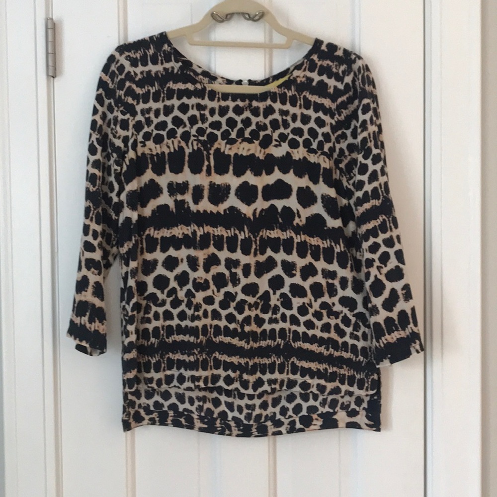 Anthropologie Silk Leopard Top